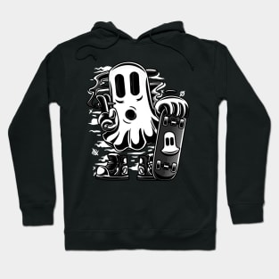 Skater Ghost Halloween Funny Grey Hoodie